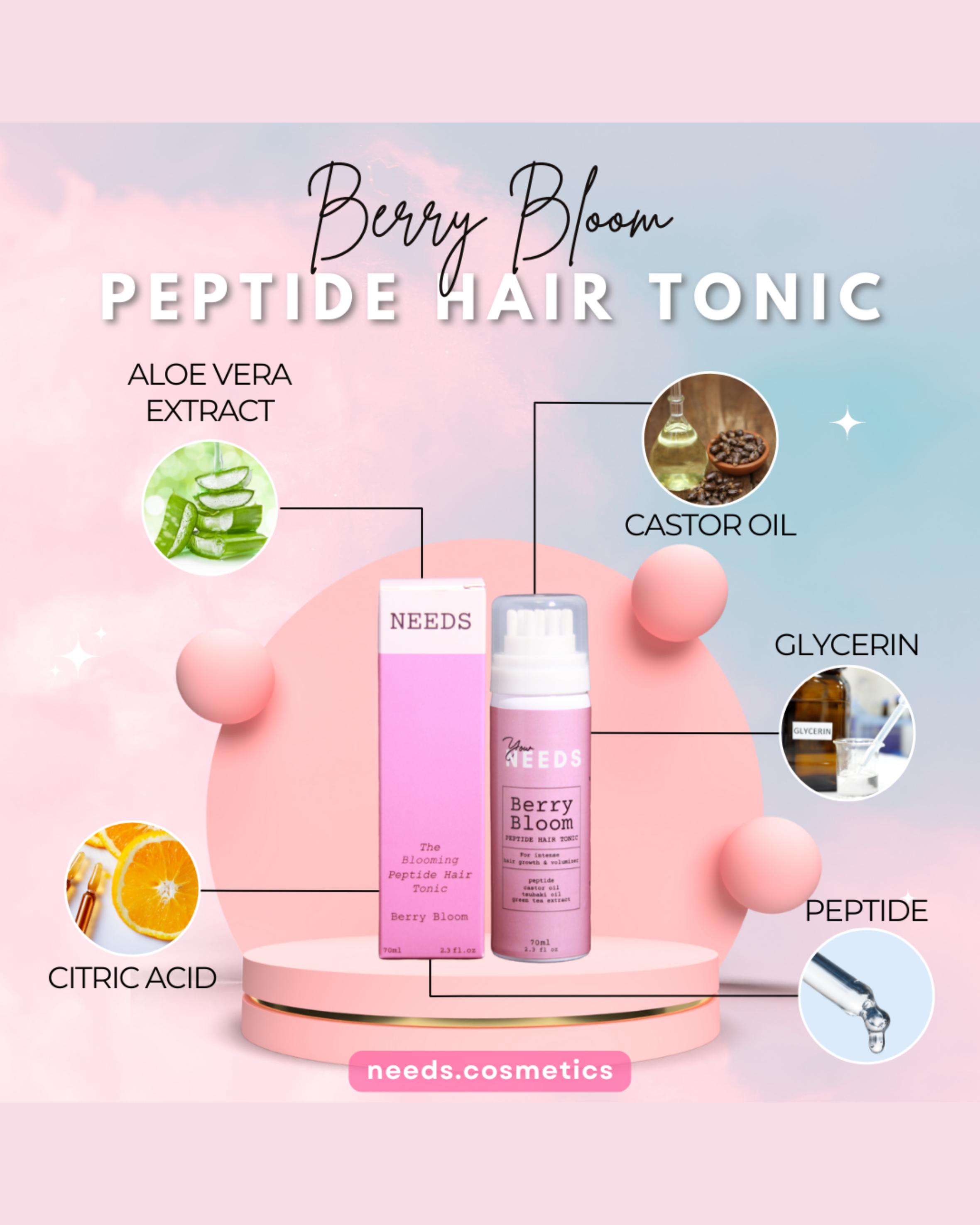 Berry Bloom Peptide Hair Tonic 70ml