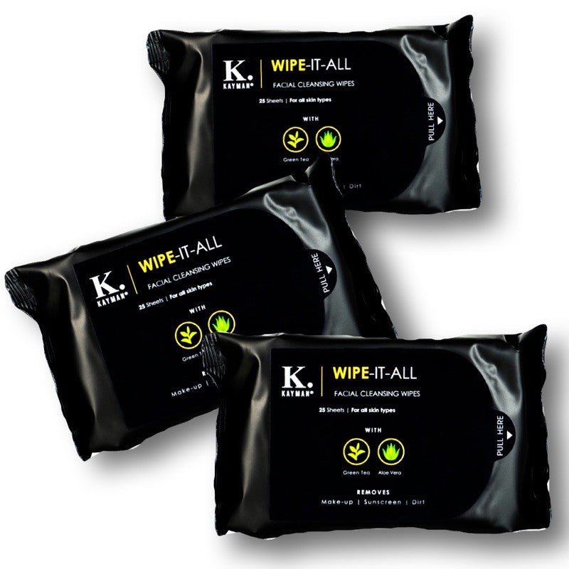 Kayman Wipe-It-All Facial Cleansing Wipes - Combo 3 packs